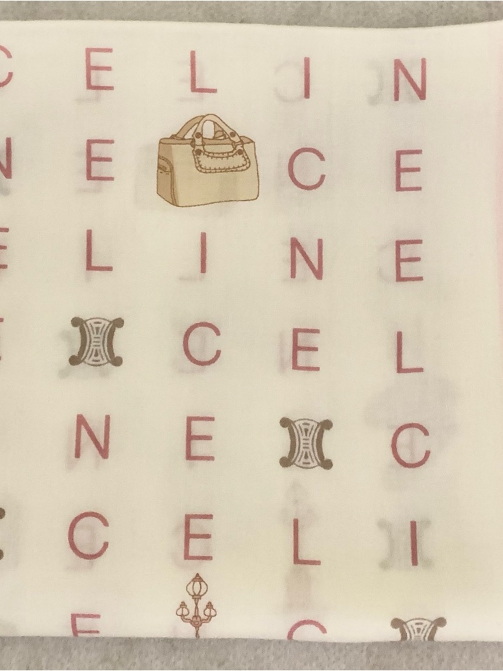 Celine Pink & Cream Logo Print Scarf